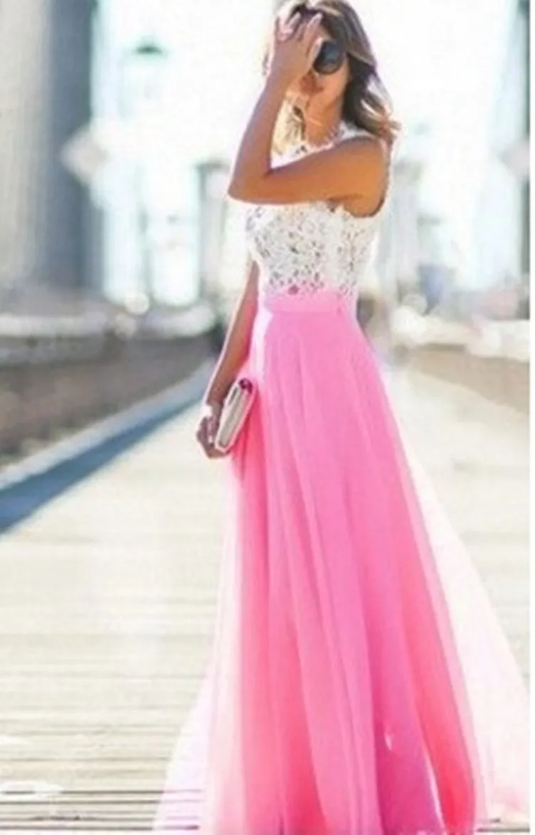 Europe Lace Spliced Chiffon Dress Formal Pocket Dress