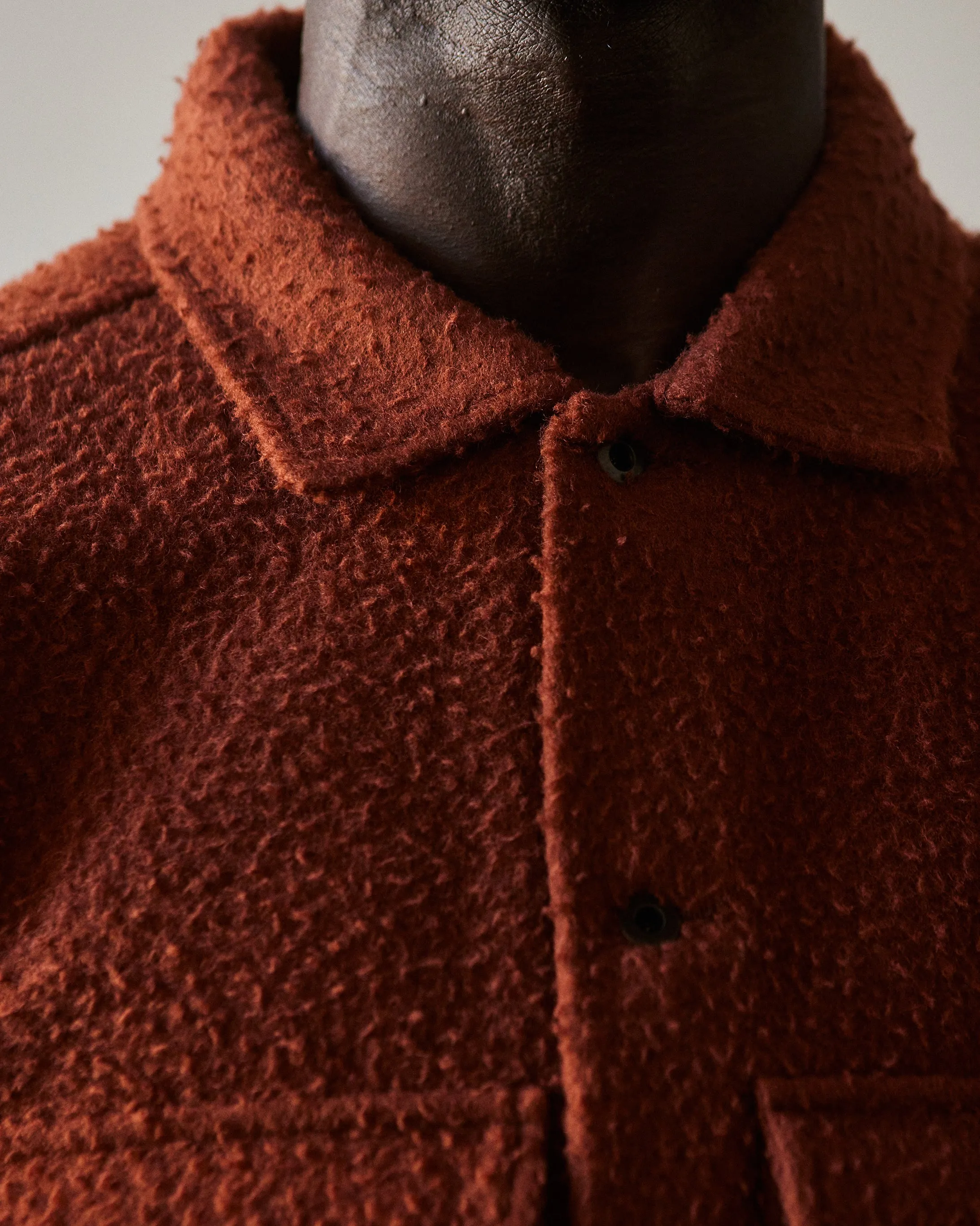 Evan Kinori Wool Field Shirt, Rust