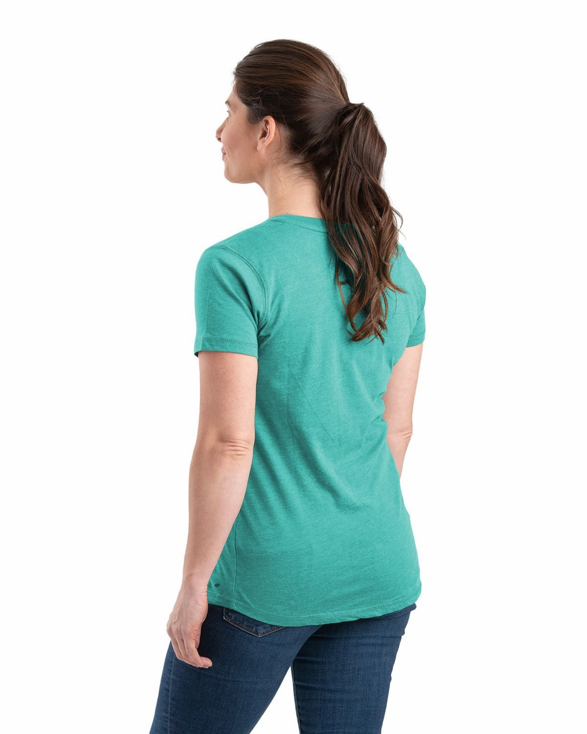 Berne Aqua Cotton Blend Ladies Lightweight Performance V-Neck S/S Chic Option