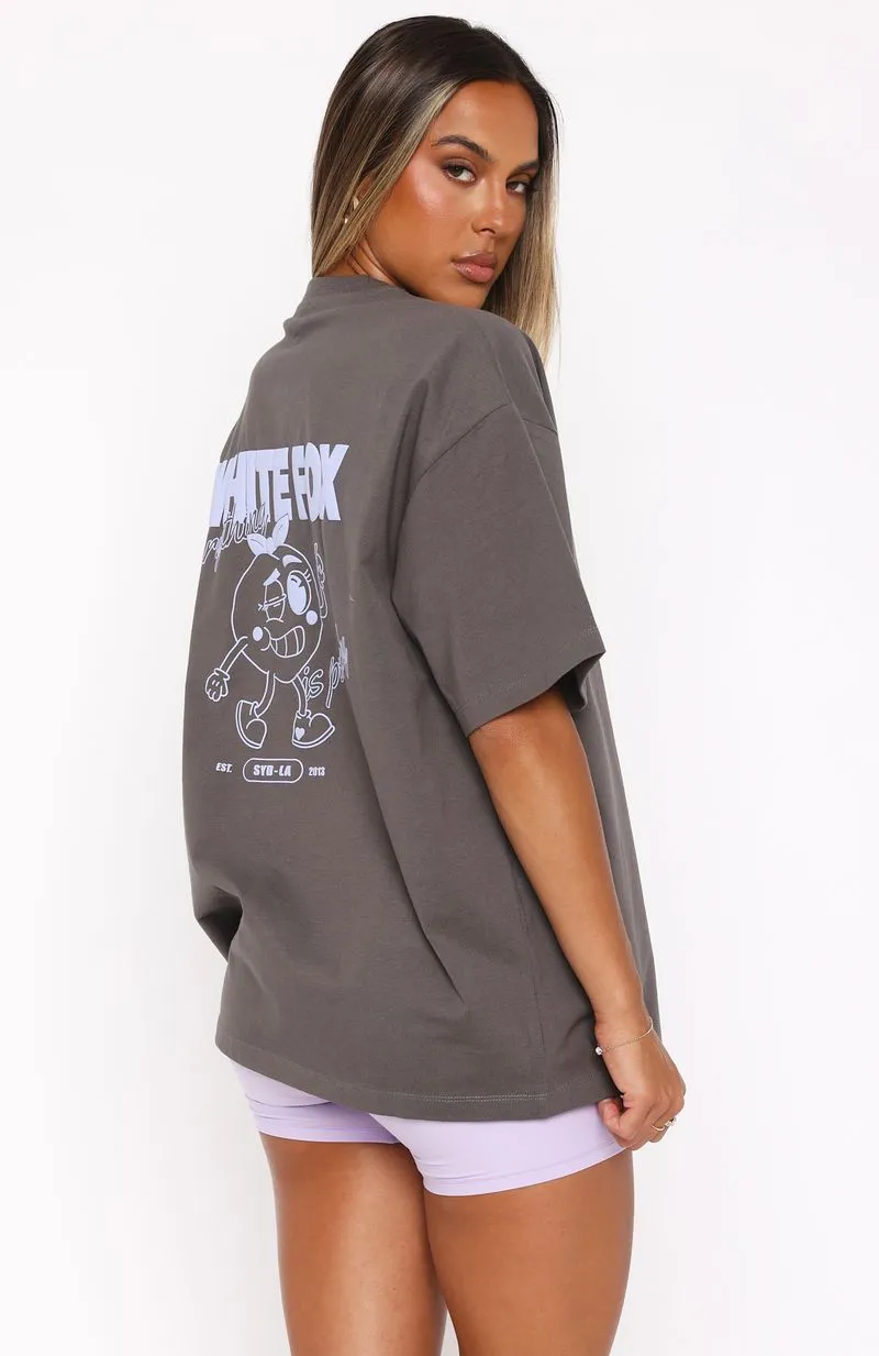 Everything Is Peachy Oversized Tee Charcoal HighDensity Knit MicrofiberTech