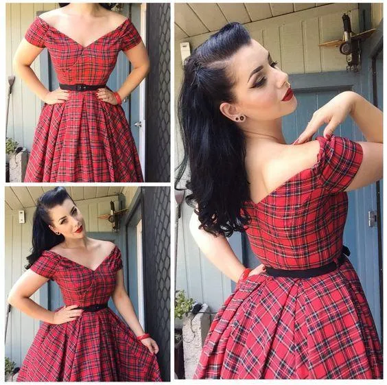 Excellent Cotton Off-the-shoulder Neckline A-line Homecoming Dresses With Belt HD105