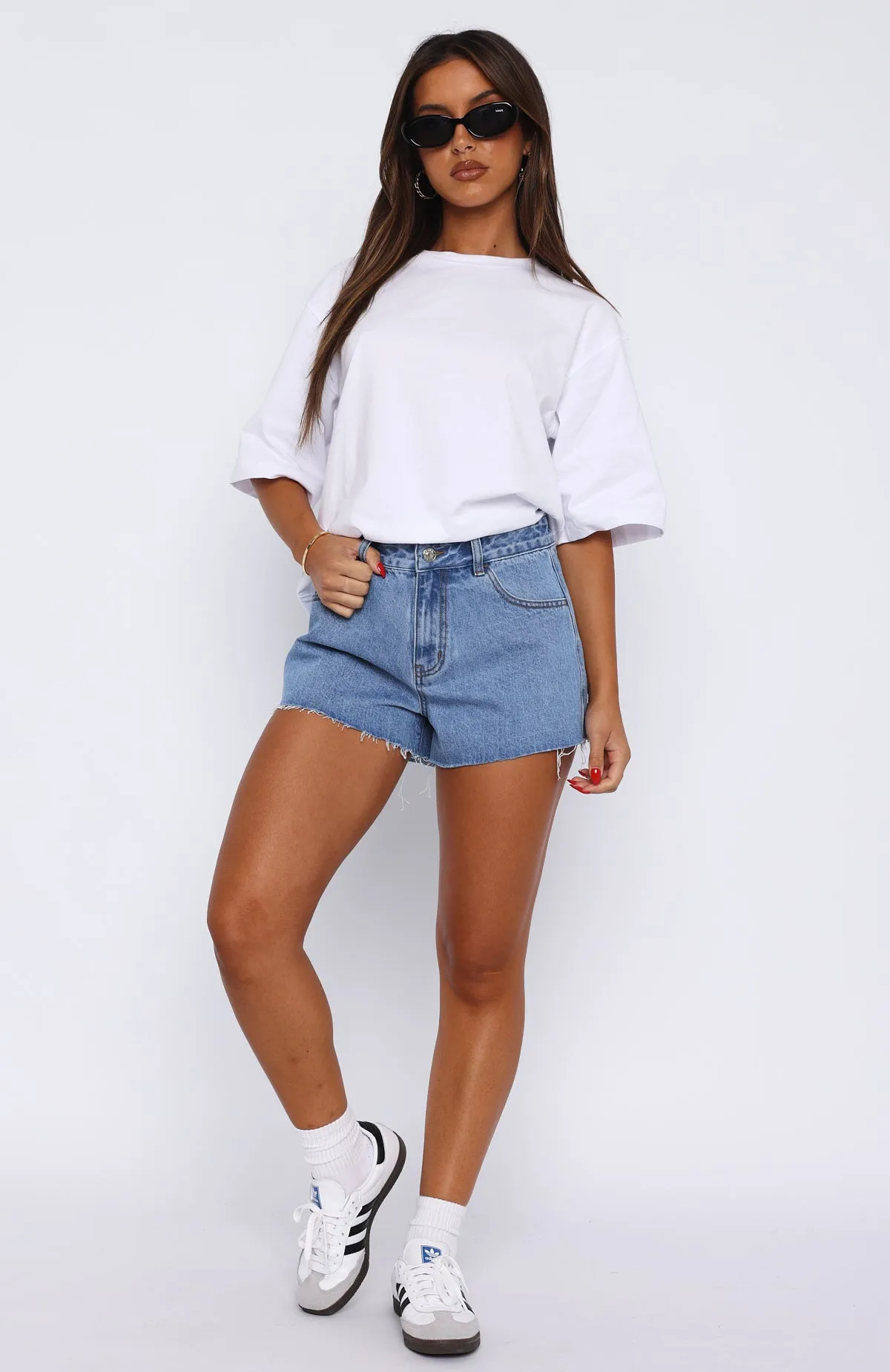 Smart Look Streetwear Take Me Home Denim Shorts Mid Blue Wash