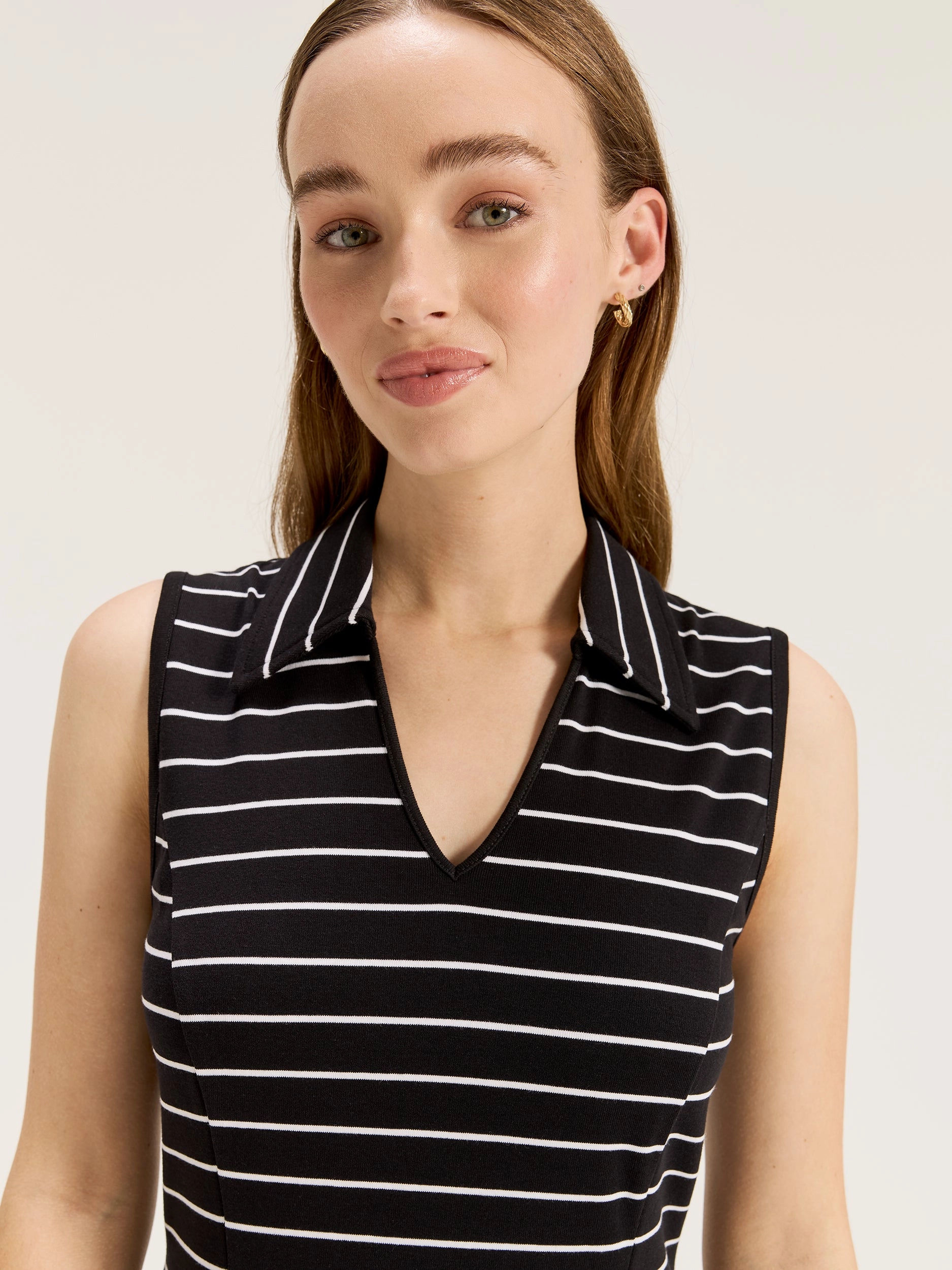 Eze Stripe Jersey Dress Back Detail Relax Flex