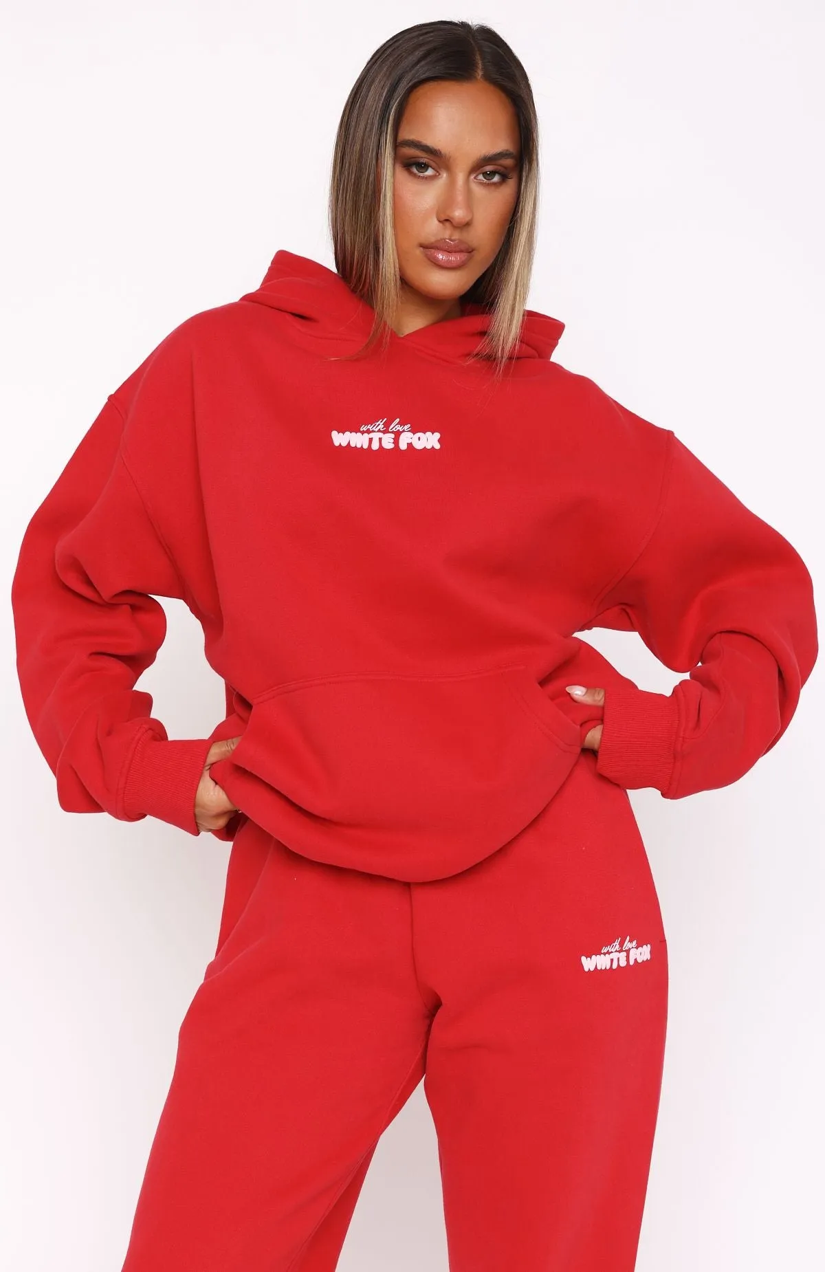With Love In The Moment Oversized Hoodie Red OdorResistant Treatment