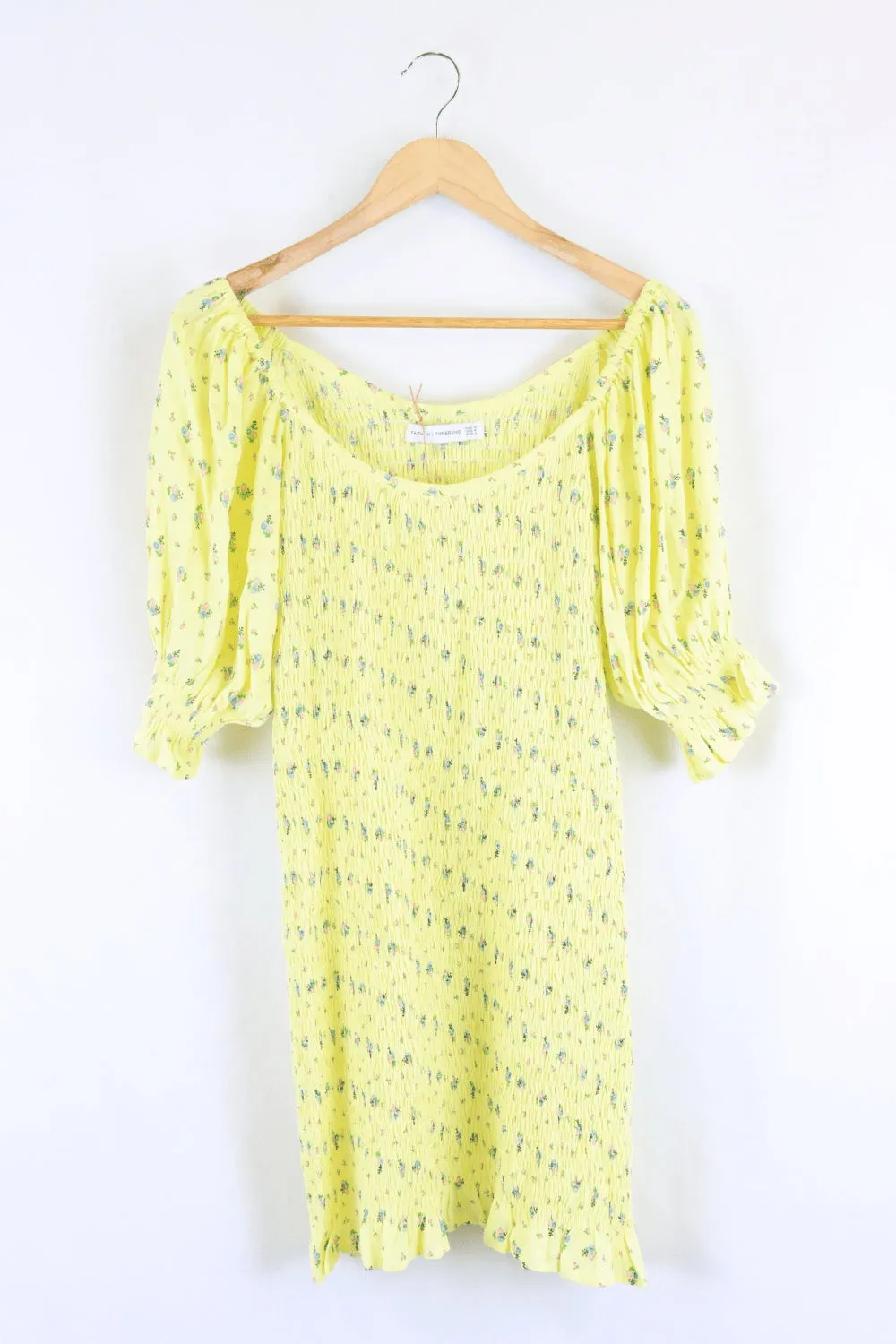 Faithfull The Brand Yellow Shirred Dress 12