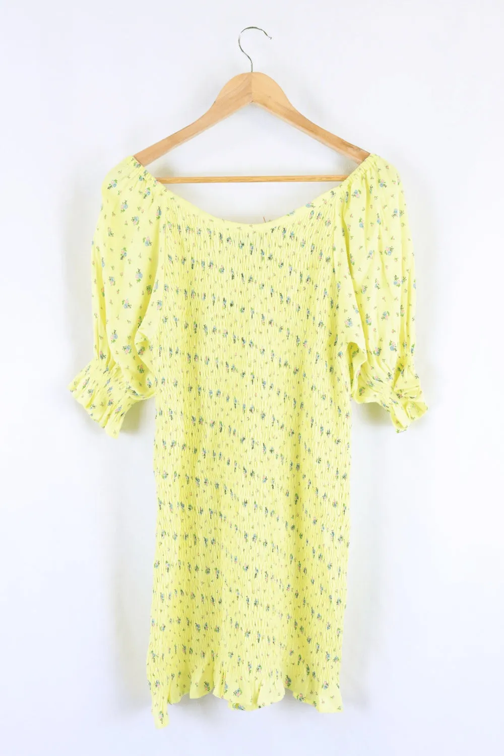 Faithfull The Brand Yellow Shirred Dress 12