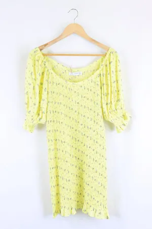 Faithfull The Brand Yellow Shirred Dress 12