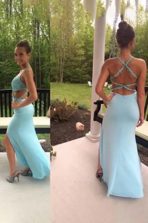 Fascinating Excellent Evening Appliques Side Slit Long Prom Dress