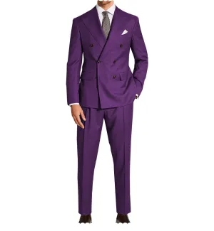 Fashion 2 Pieces Mens Suit Flat Peak Lapel Double Breasted Tuxedos For Wedding (Blazer Pants)