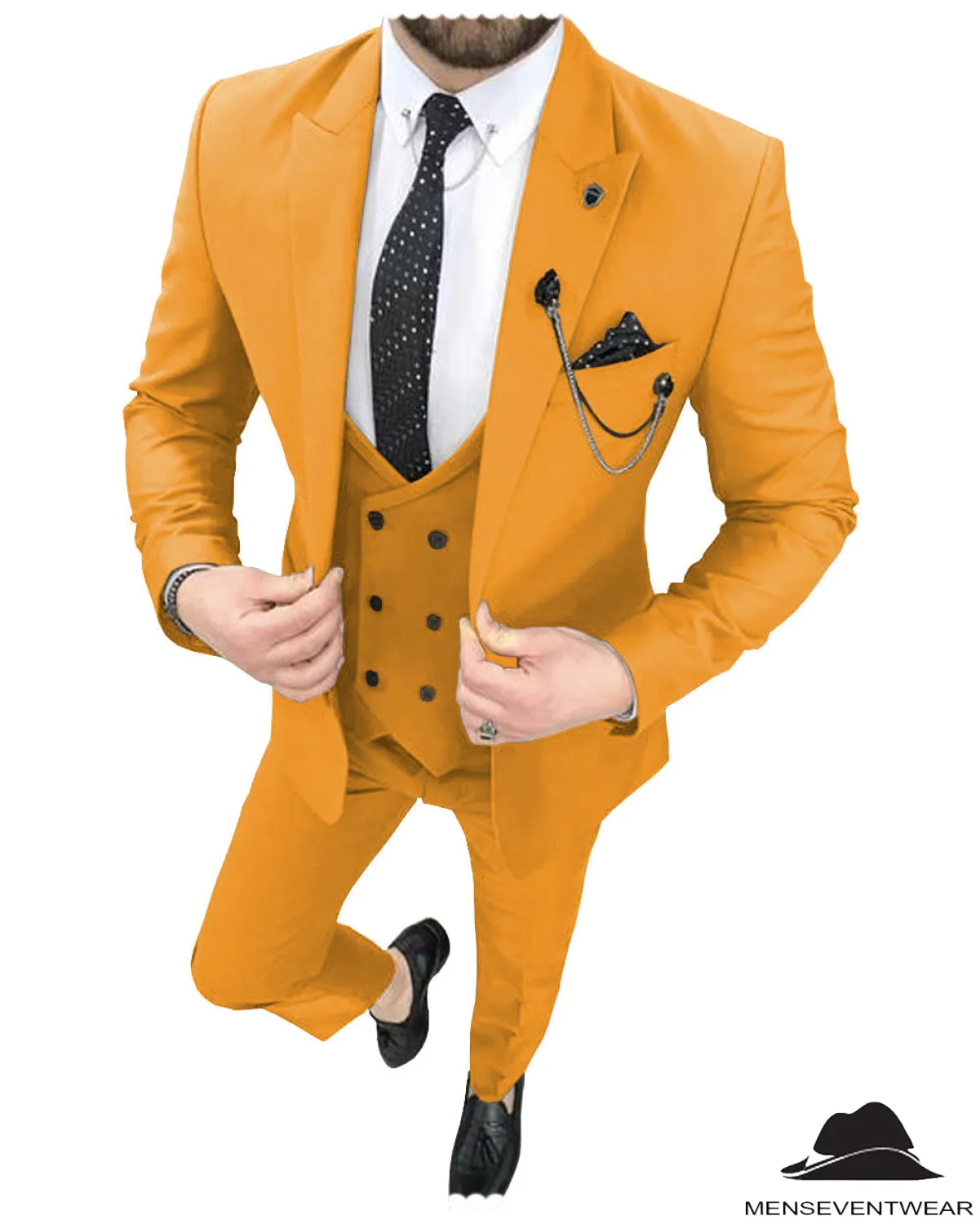 Fashion 3 Pieces Mens Suit Peak Lapel Tuxedos For Wedding (Blazer vest Pants)