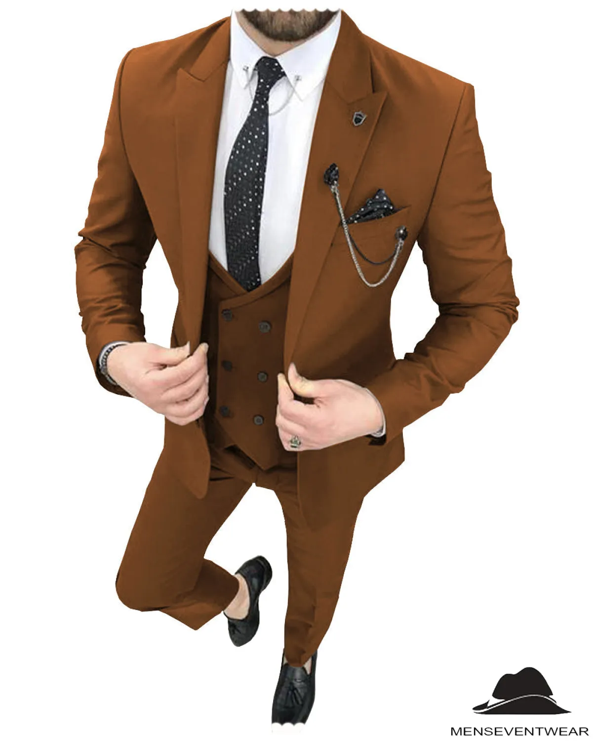 Fashion 3 Pieces Mens Suit Peak Lapel Tuxedos For Wedding (Blazer vest Pants)
