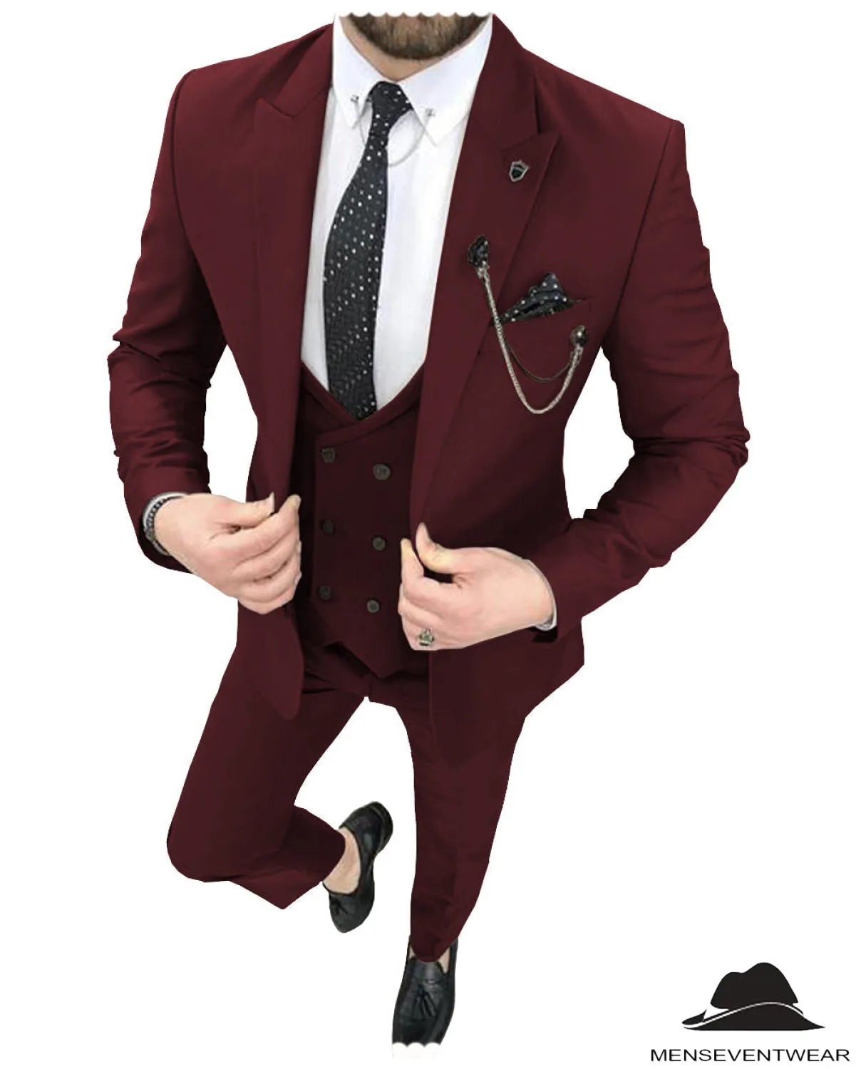 Fashion 3 Pieces Mens Suit Peak Lapel Tuxedos For Wedding (Blazer vest Pants)