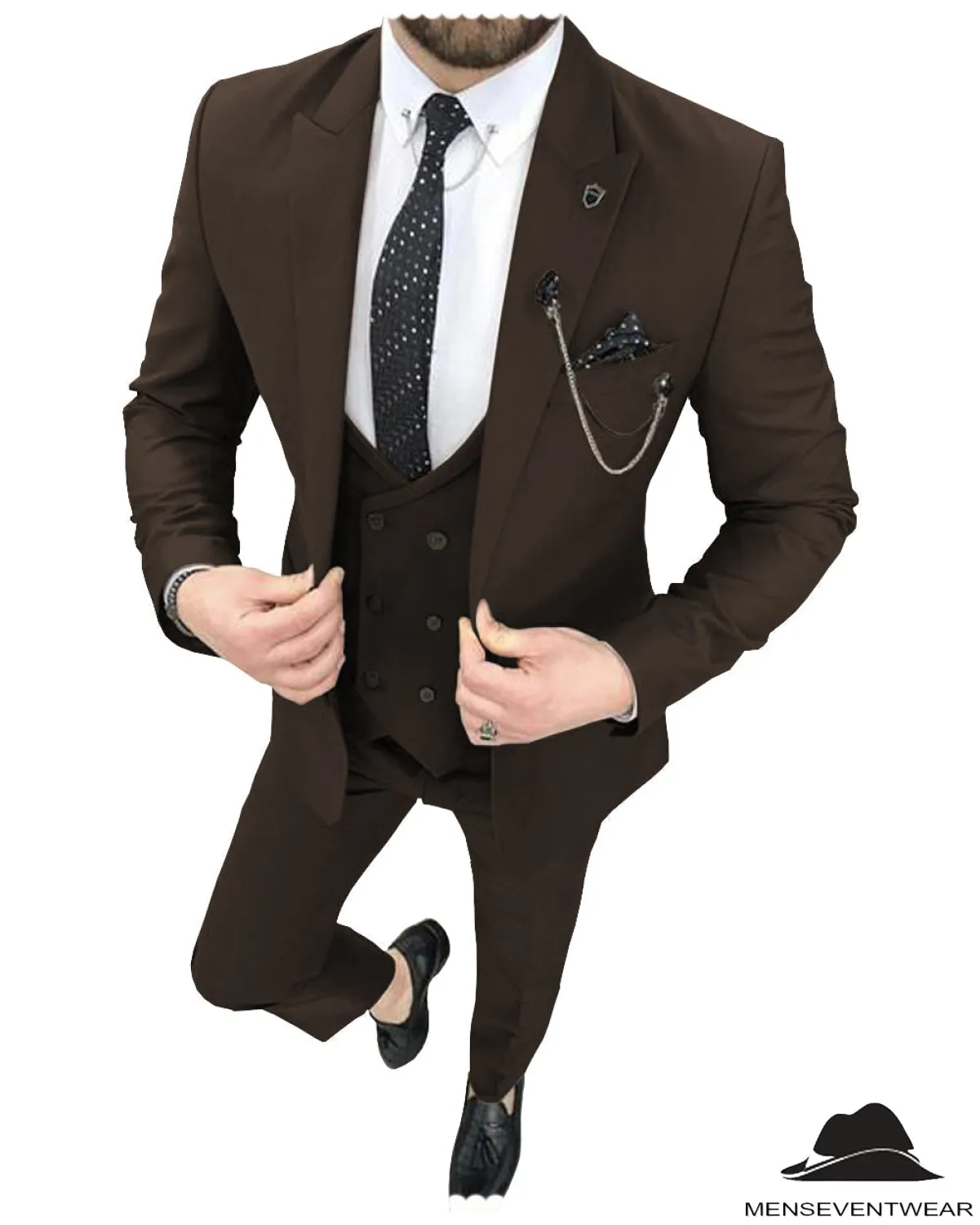 Fashion 3 Pieces Mens Suit Peak Lapel Tuxedos For Wedding (Blazer vest Pants)