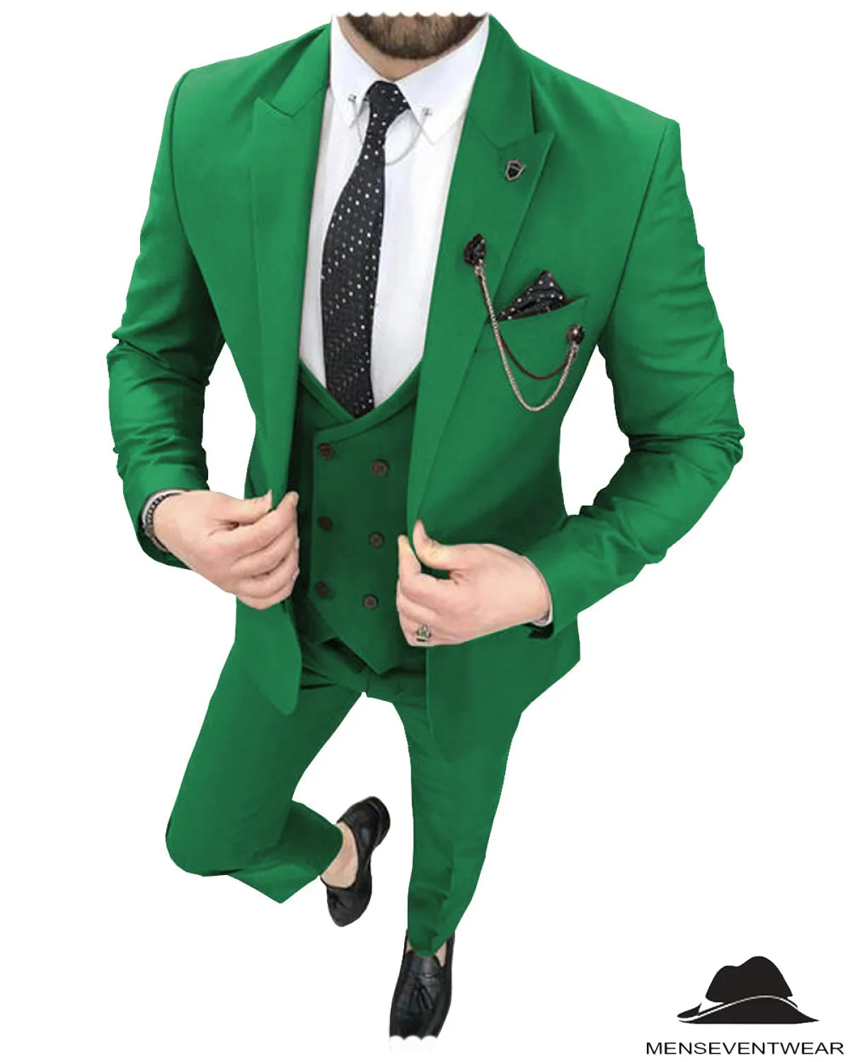 Fashion 3 Pieces Mens Suit Peak Lapel Tuxedos For Wedding (Blazer vest Pants)