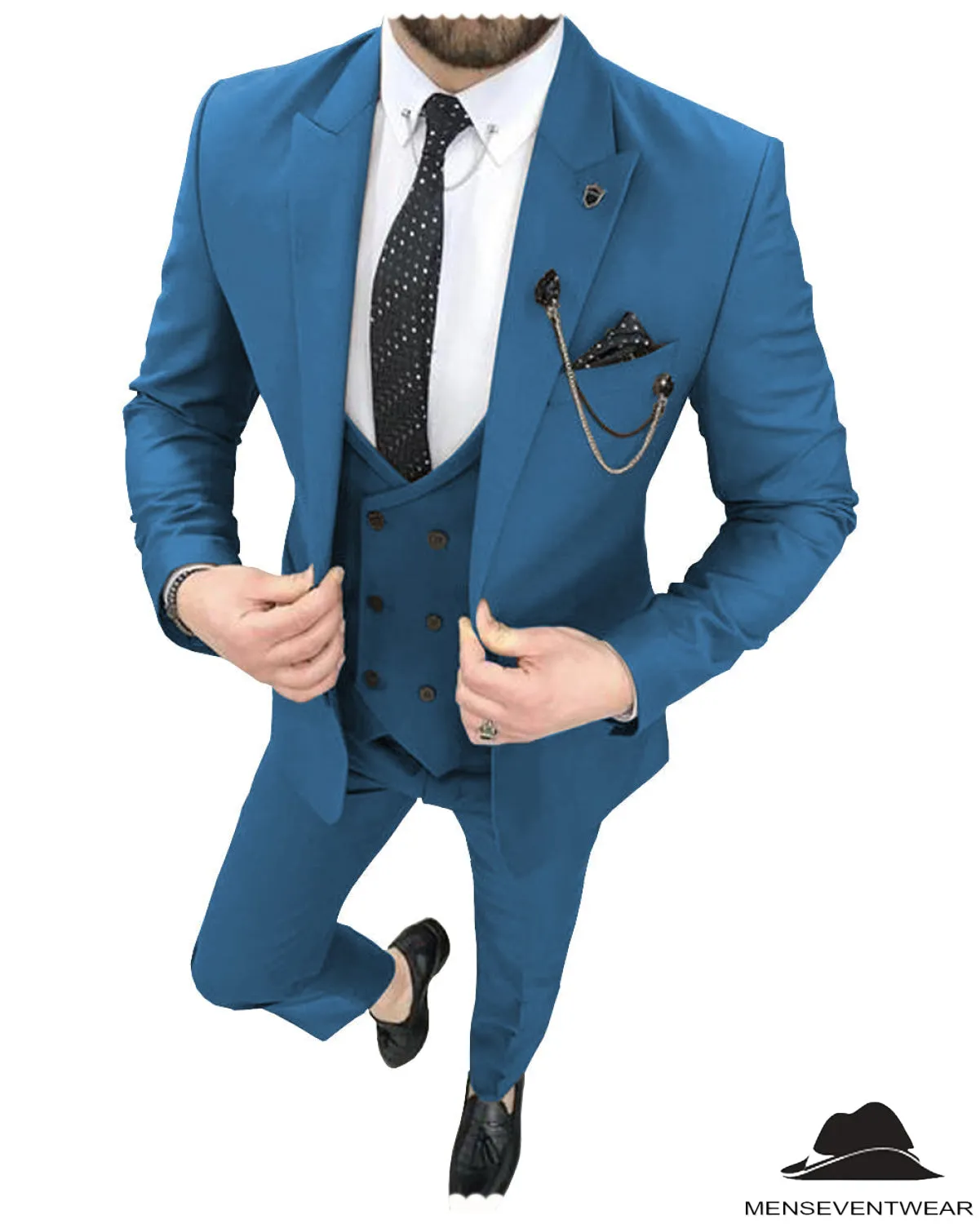 Fashion 3 Pieces Mens Suit Peak Lapel Tuxedos For Wedding (Blazer vest Pants)