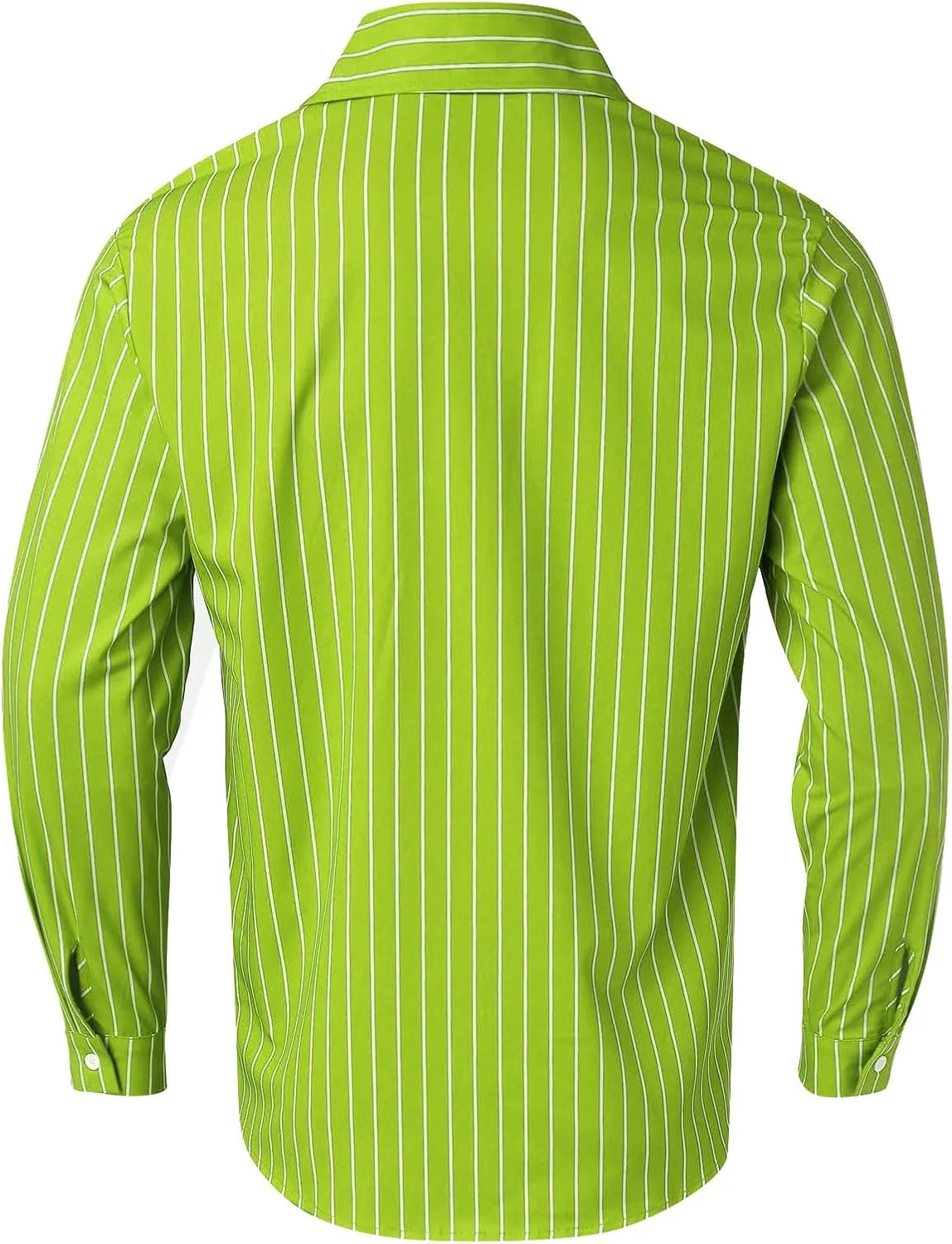 Fashion Button Down Shirts for Men Wrinkle Free 4-Way Stretch Striped Print Business Casual Long Sleeve Dress Shirt
