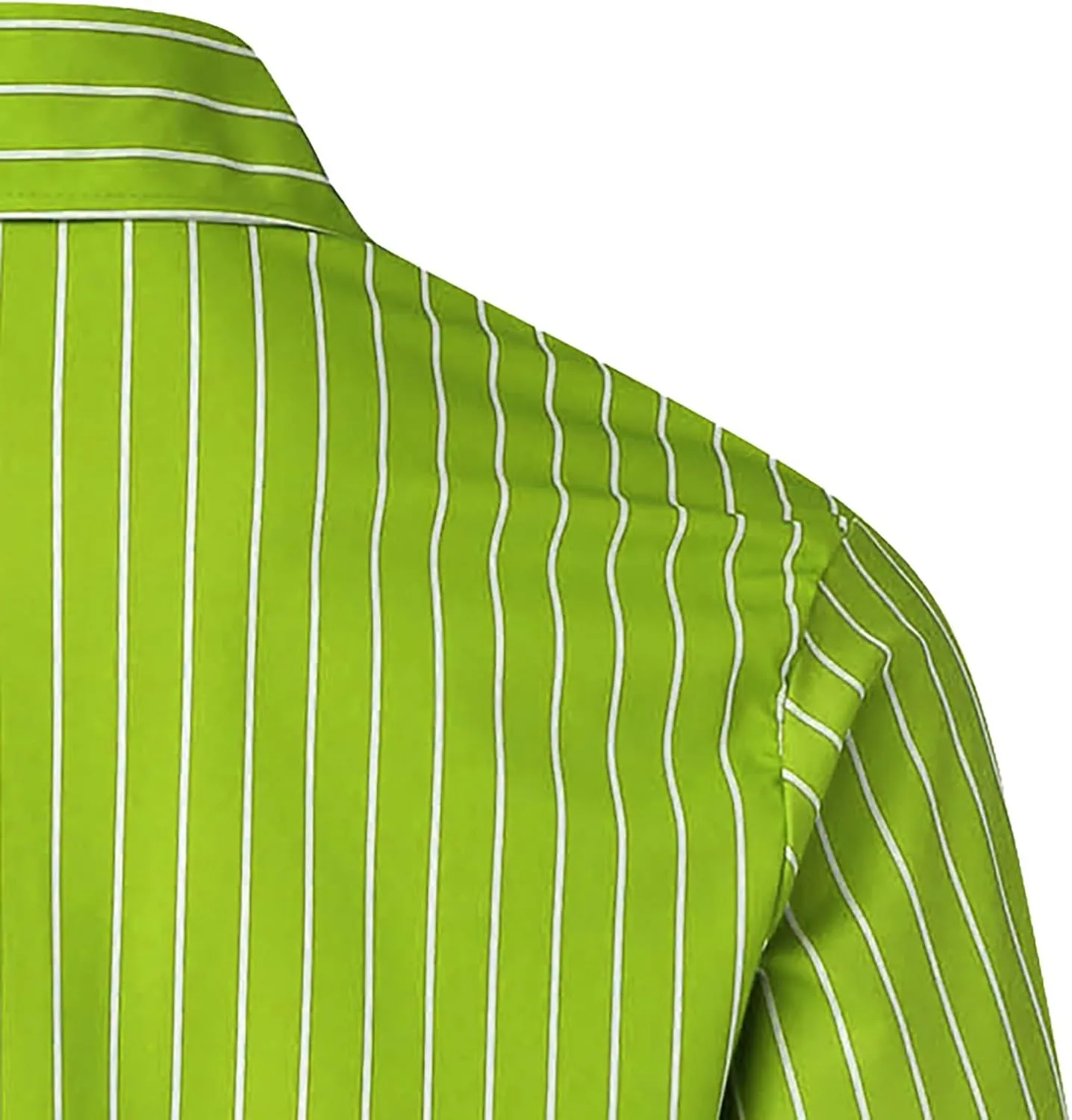 Fashion Button Down Shirts for Men Wrinkle Free 4-Way Stretch Striped Print Business Casual Long Sleeve Dress Shirt