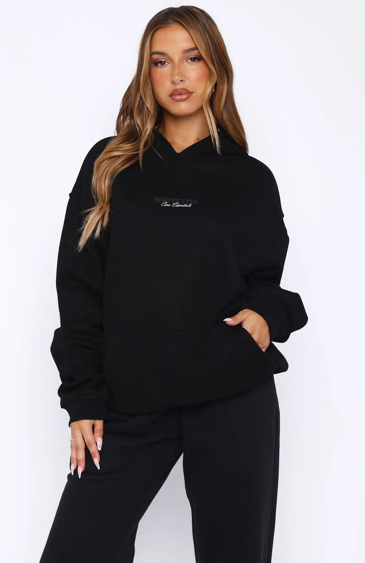 Core Essentials Oversized Hoodie Black Versatile Layer
