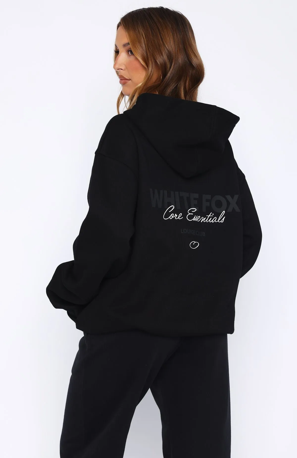 muted tone Fast Drying Material Core Essentials Oversized Hoodie Black