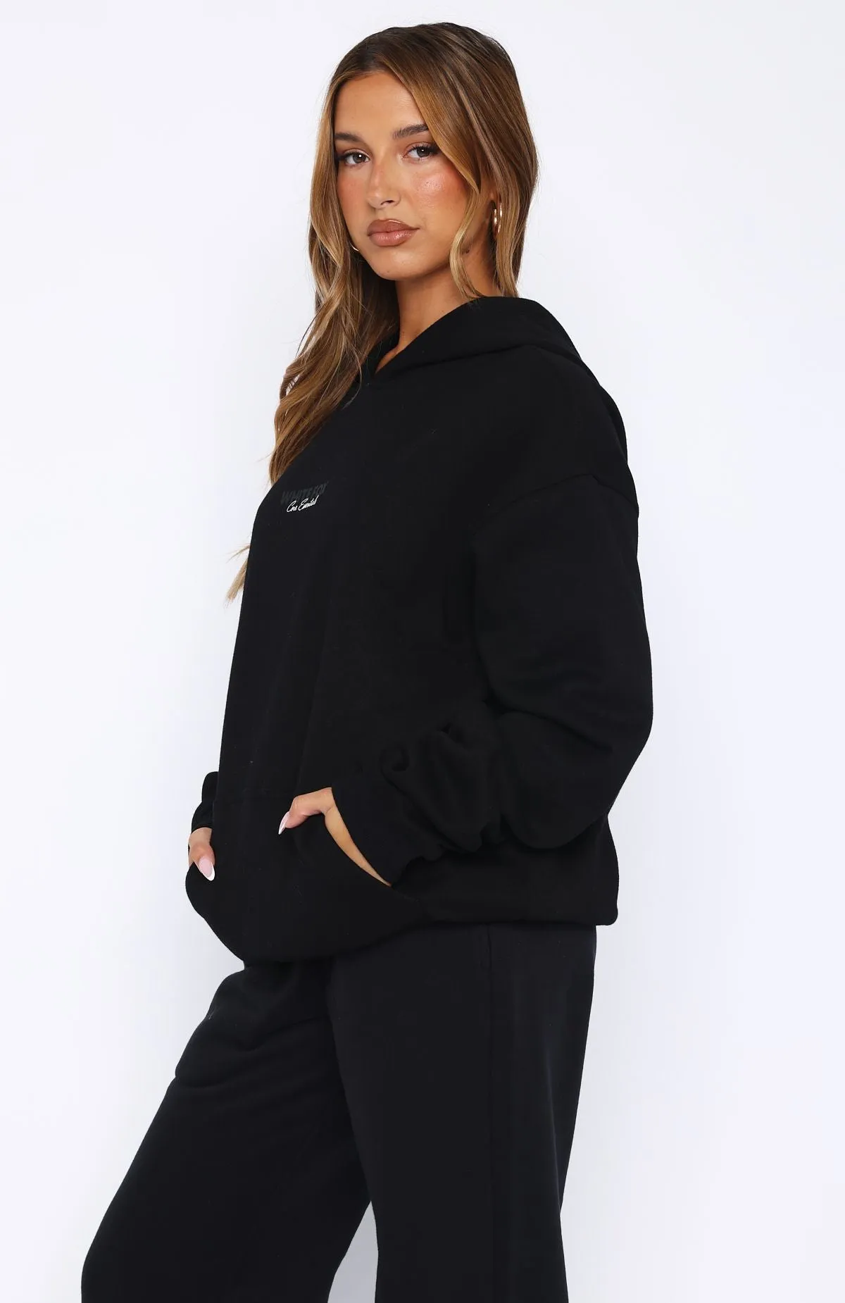 Core Essentials Oversized Hoodie Black LowMaintenance Care Minimal Shrinkage