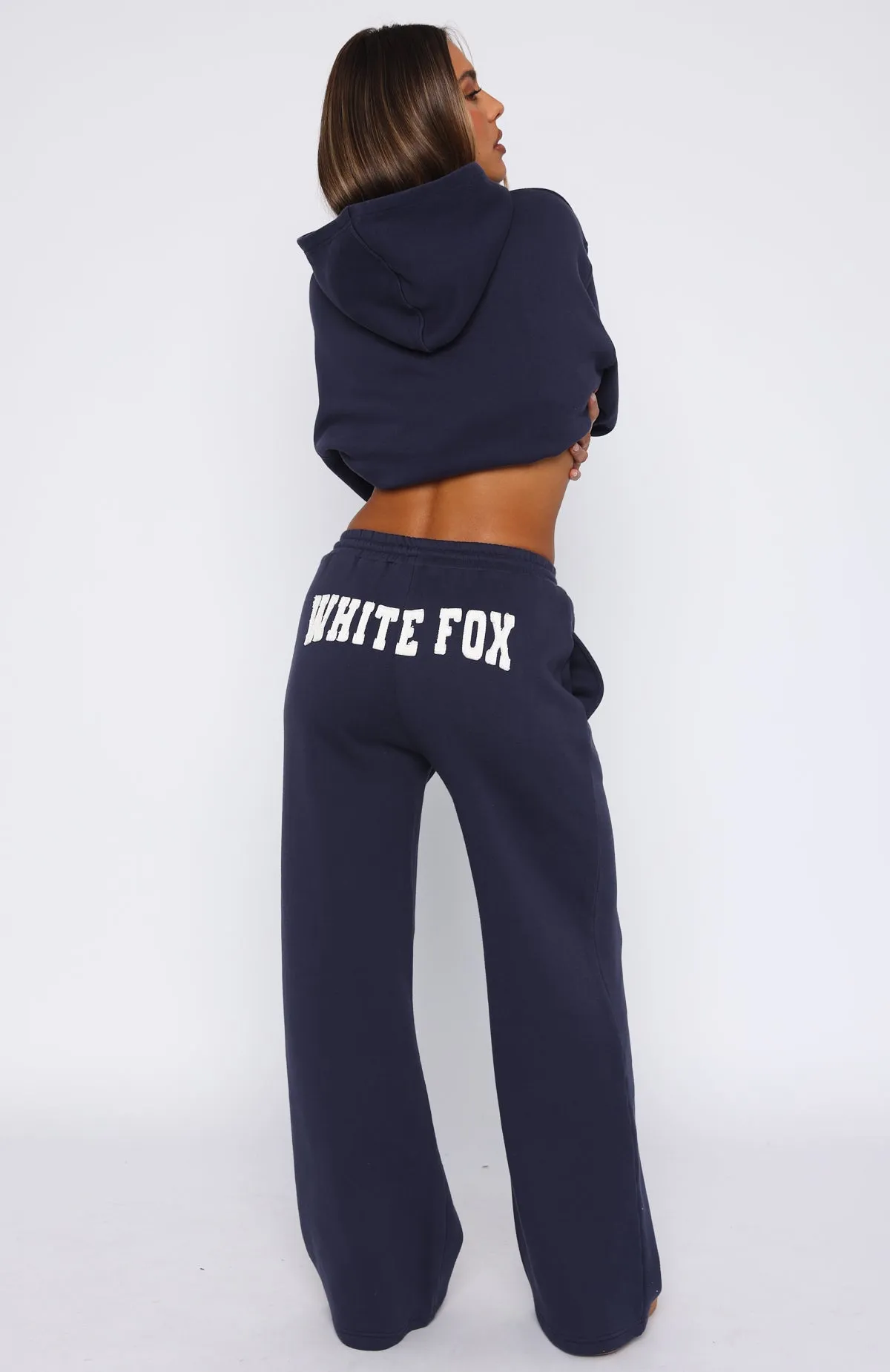 Shout It Out Wide Leg Sweatpants Navy Sleek Texture Airflow channels