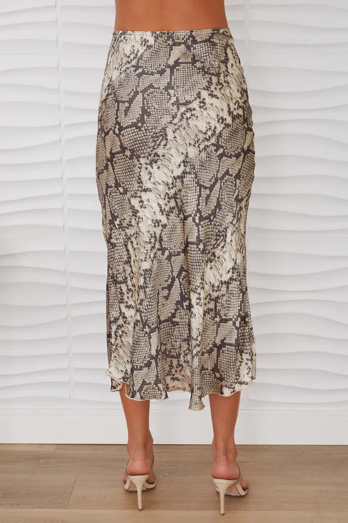 Posey Python Midi Skirt Daily Style Anti Static Lining