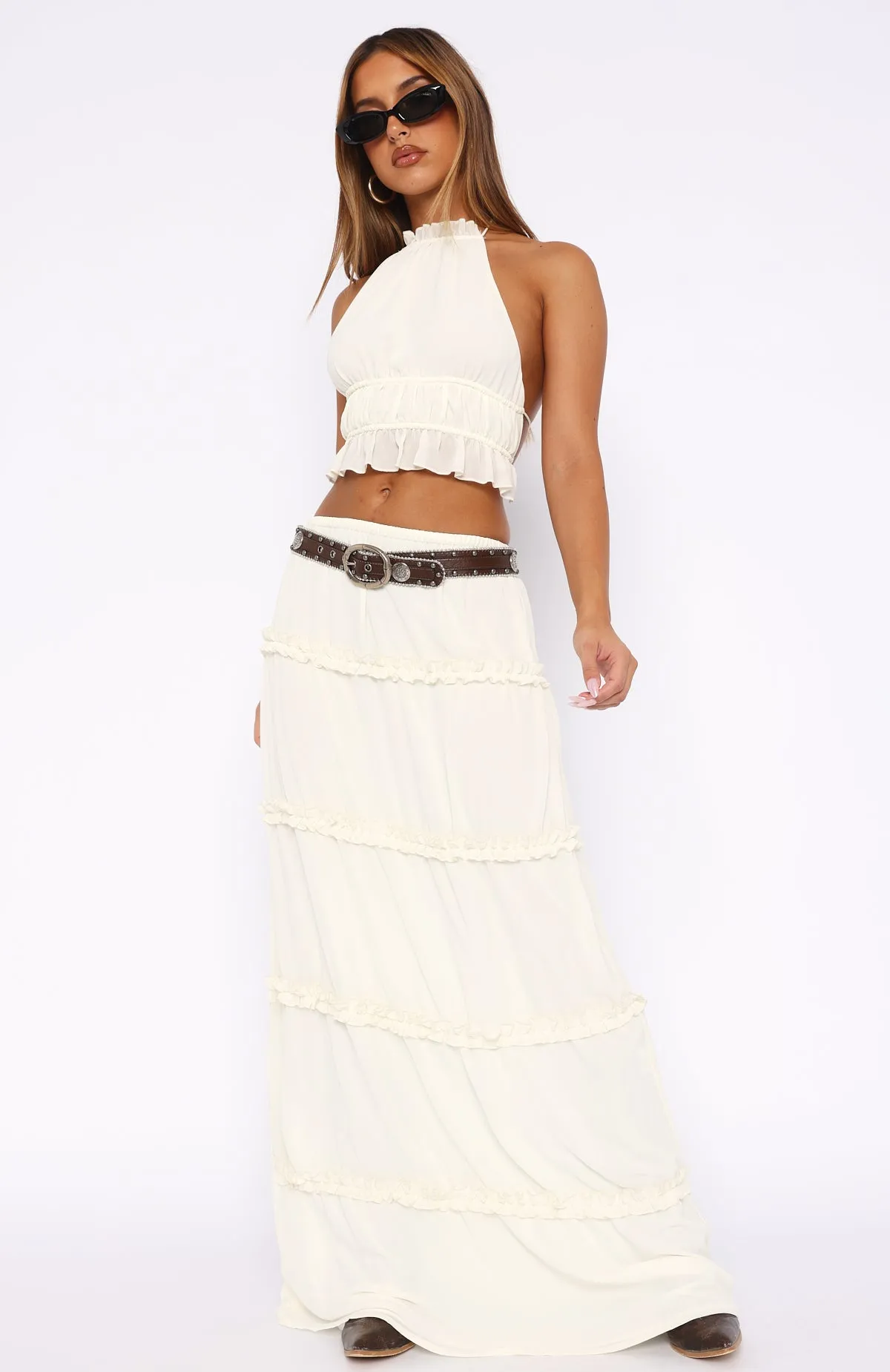 Affordable Fashion Abrasion resistant No Contact Maxi Skirt Off White