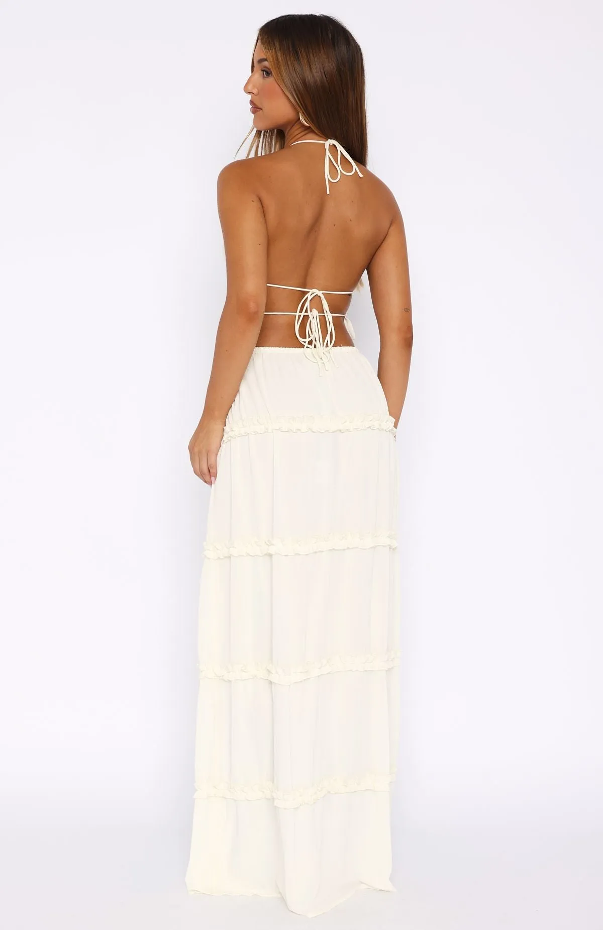 No Contact Maxi Skirt Off White party look