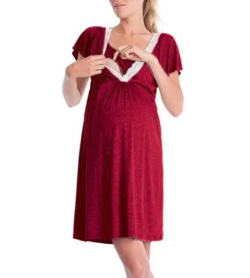 Fashion lace stitching mom breastfeeding dress