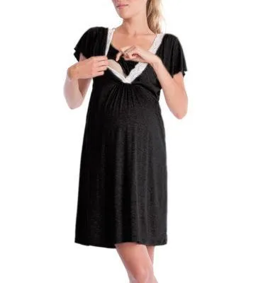 Fashion lace stitching mom breastfeeding dress