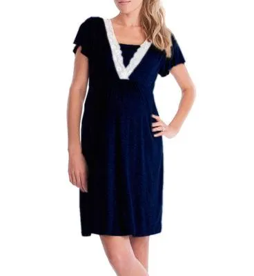 Fashion lace stitching mom breastfeeding dress