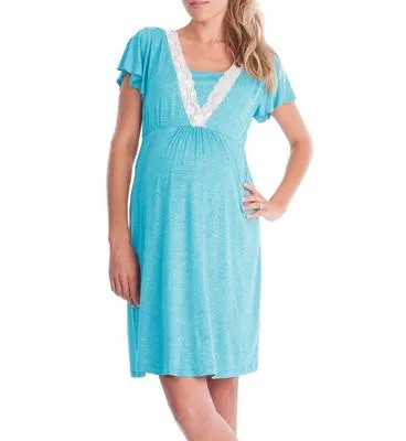 Fashion lace stitching mom breastfeeding dress