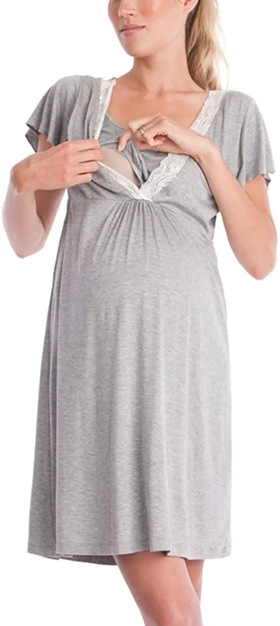 Fashion lace stitching mom breastfeeding dress