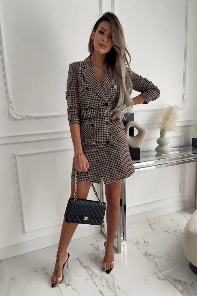 Fashion Long Sleeve Belt Double Breasted Suit Jacket