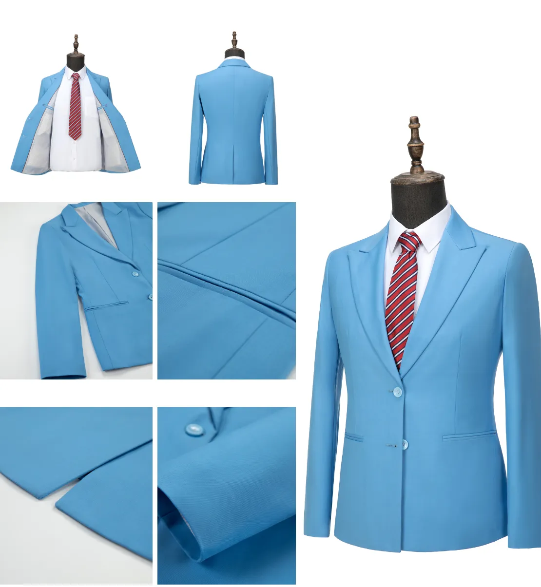 Fashion Men's 3 Pieces Mens Suit Peak Lapel Solid Tuxedos (Blazer vest Pants)