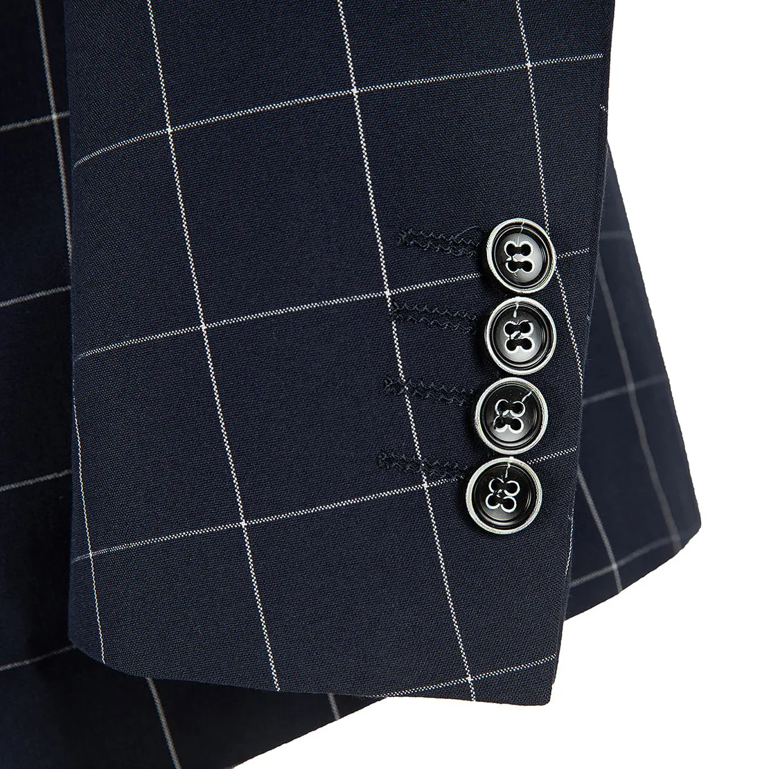 Fashion Mens Suit 3 Pieces Plaid Peak Lapel Tuxedos (Blazer Vest Pants)