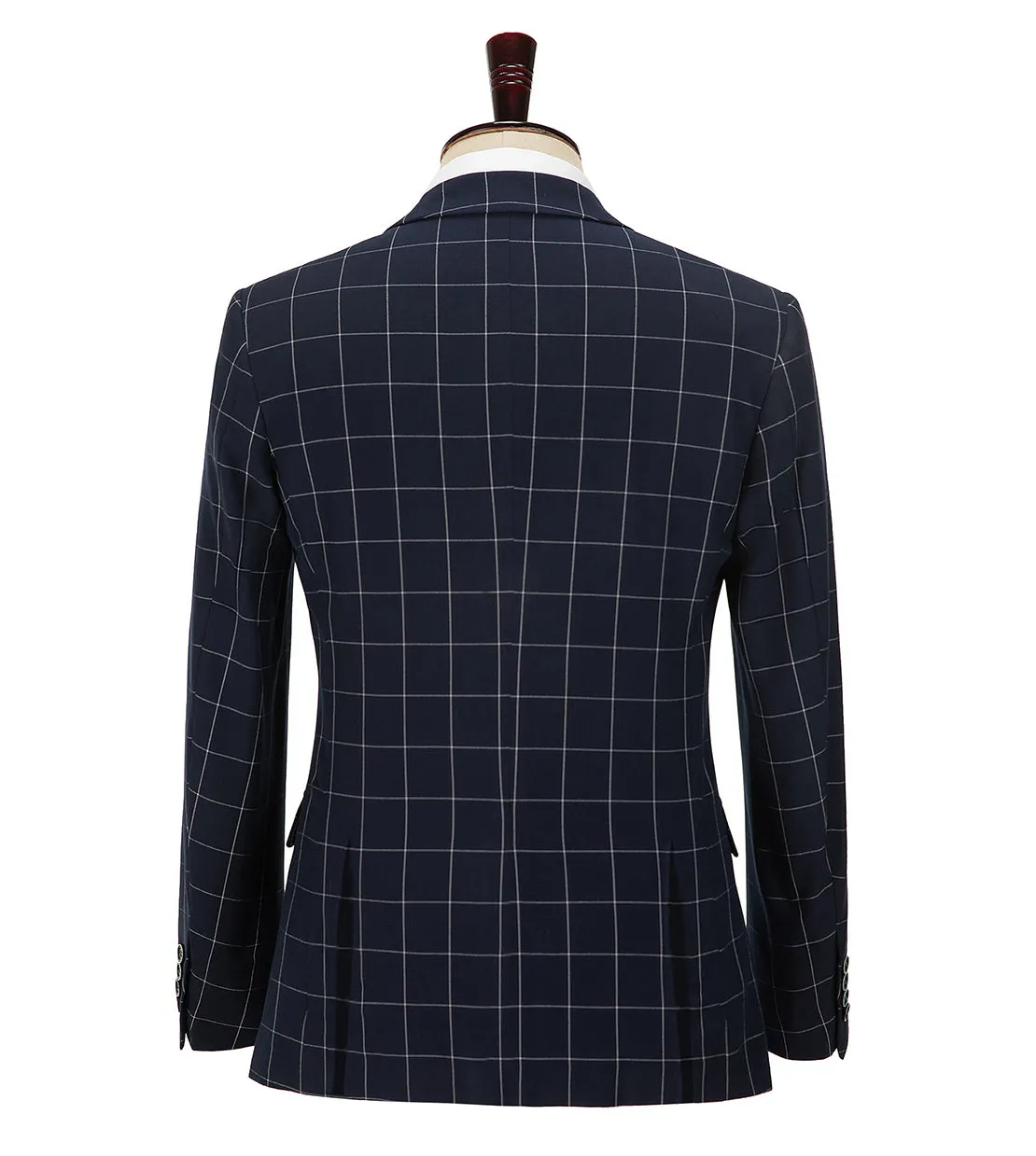 Fashion Mens Suit 3 Pieces Plaid Peak Lapel Tuxedos (Blazer Vest Pants)