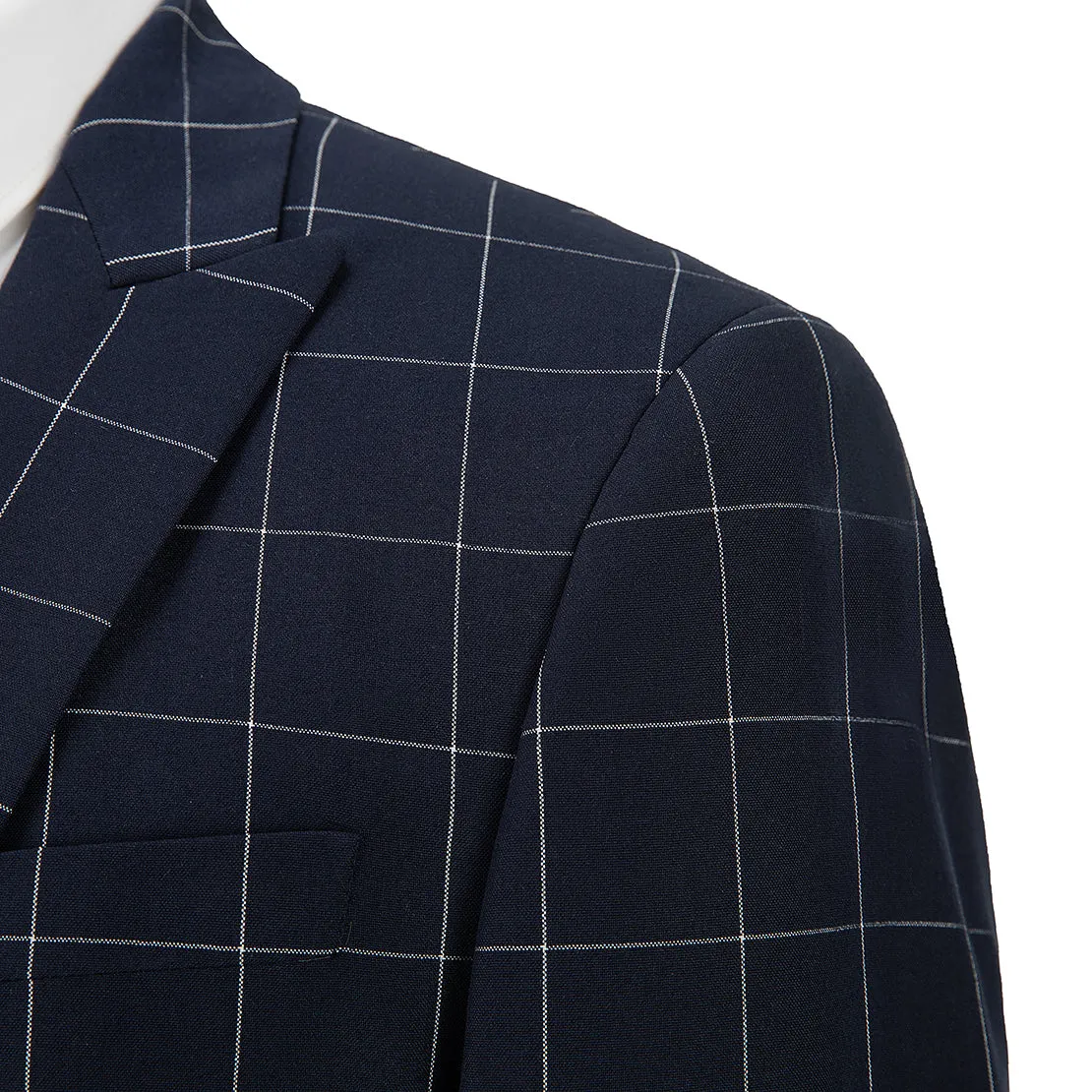 Fashion Mens Suit 3 Pieces Plaid Peak Lapel Tuxedos (Blazer Vest Pants)
