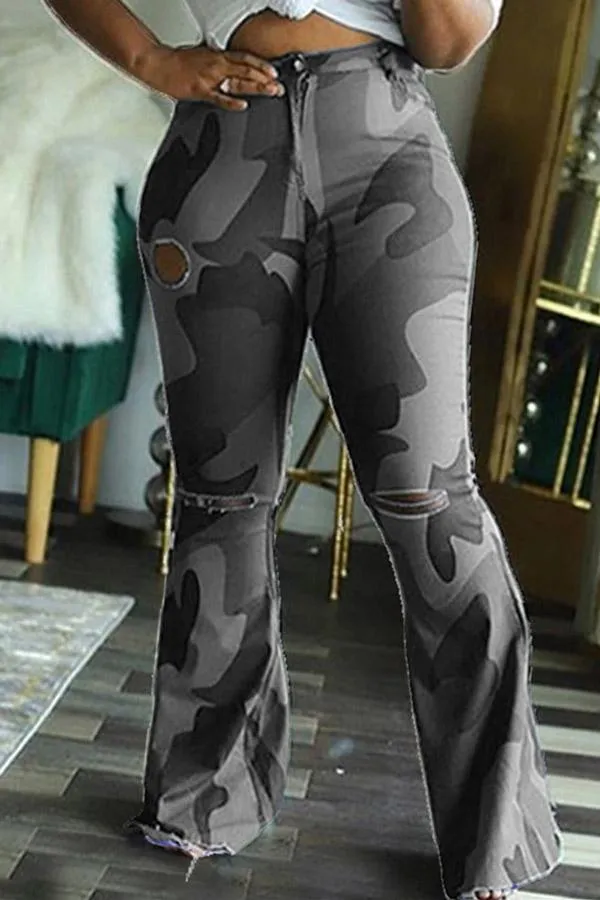 Fashion Plus Size Camouflage Print Trousers