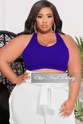 Stretchy Material Sport Comfort Final Sale Plus Size Ribbed Racerback Tank Top in Bright Blue