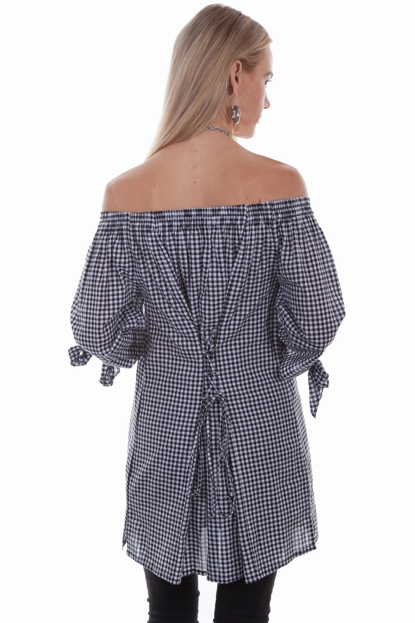 Cozy Option Scully Womens Black/White 100% Cotton Gingham S/S Blouse