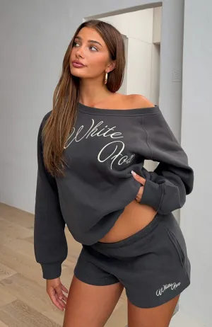 Lucky Thirteen Elsa Off Shoulder Sweater Charcoal Odor control Chill Vibe