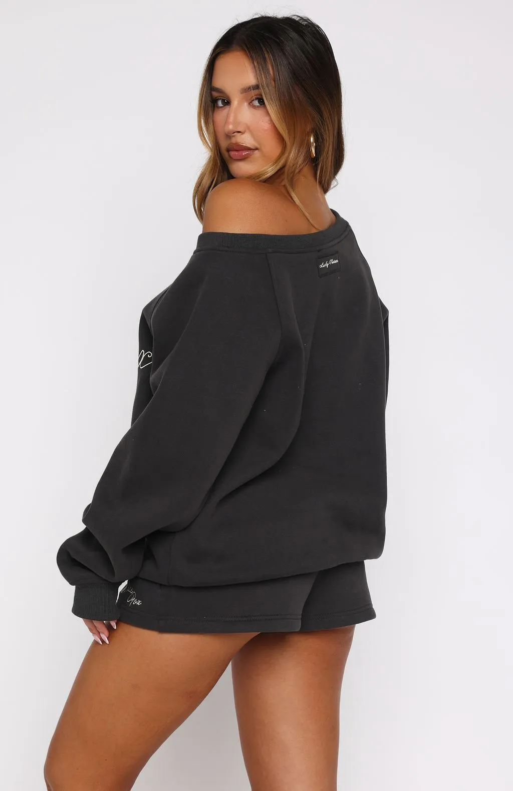 Casual Layer Lucky Thirteen Elsa Off Shoulder Sweater Charcoal