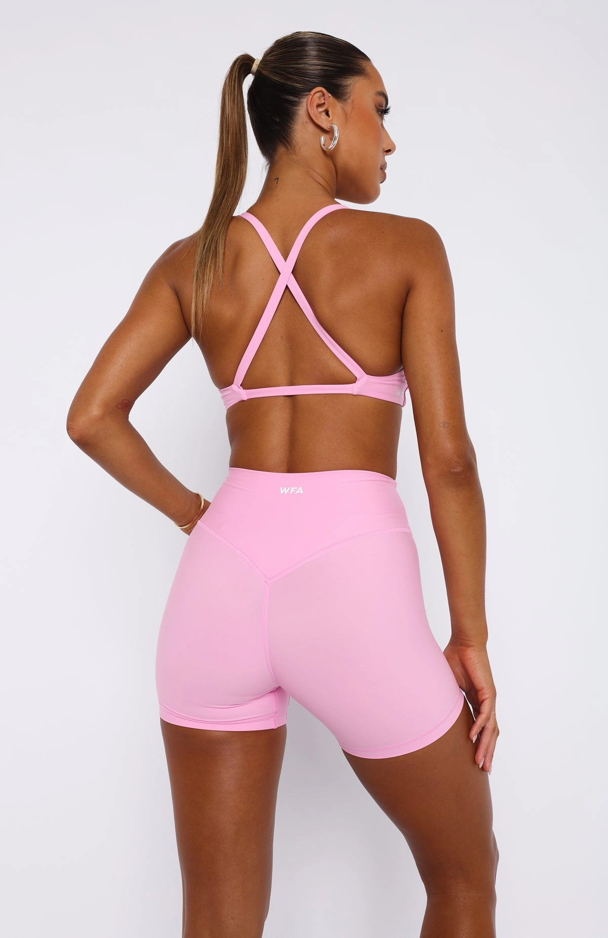 DoubleLayeredCollar Hidden Zipper High Definition Sports Bra Baby Pink