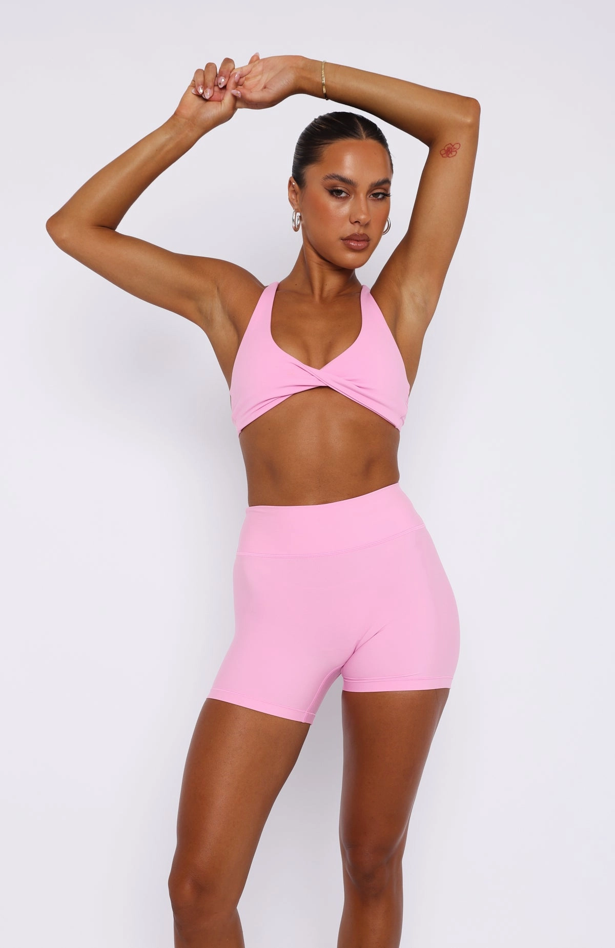 High Definition Sports Bra Baby Pink Non Restrictive Cut Sporty T-shirt