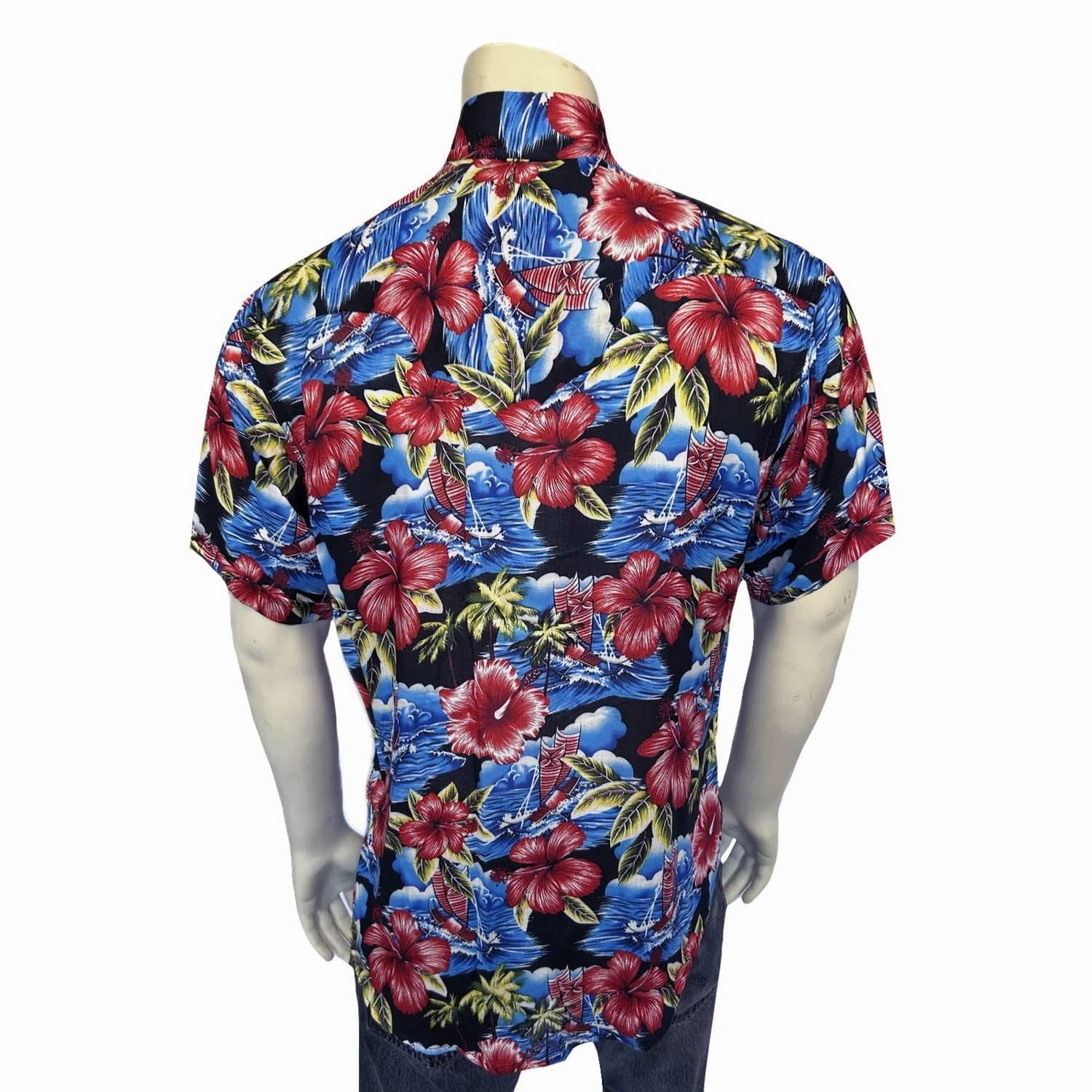 Seasonal Trend Rockmount Mens Hawaiian Print Western Purple 100% Rayon S/S Shirt