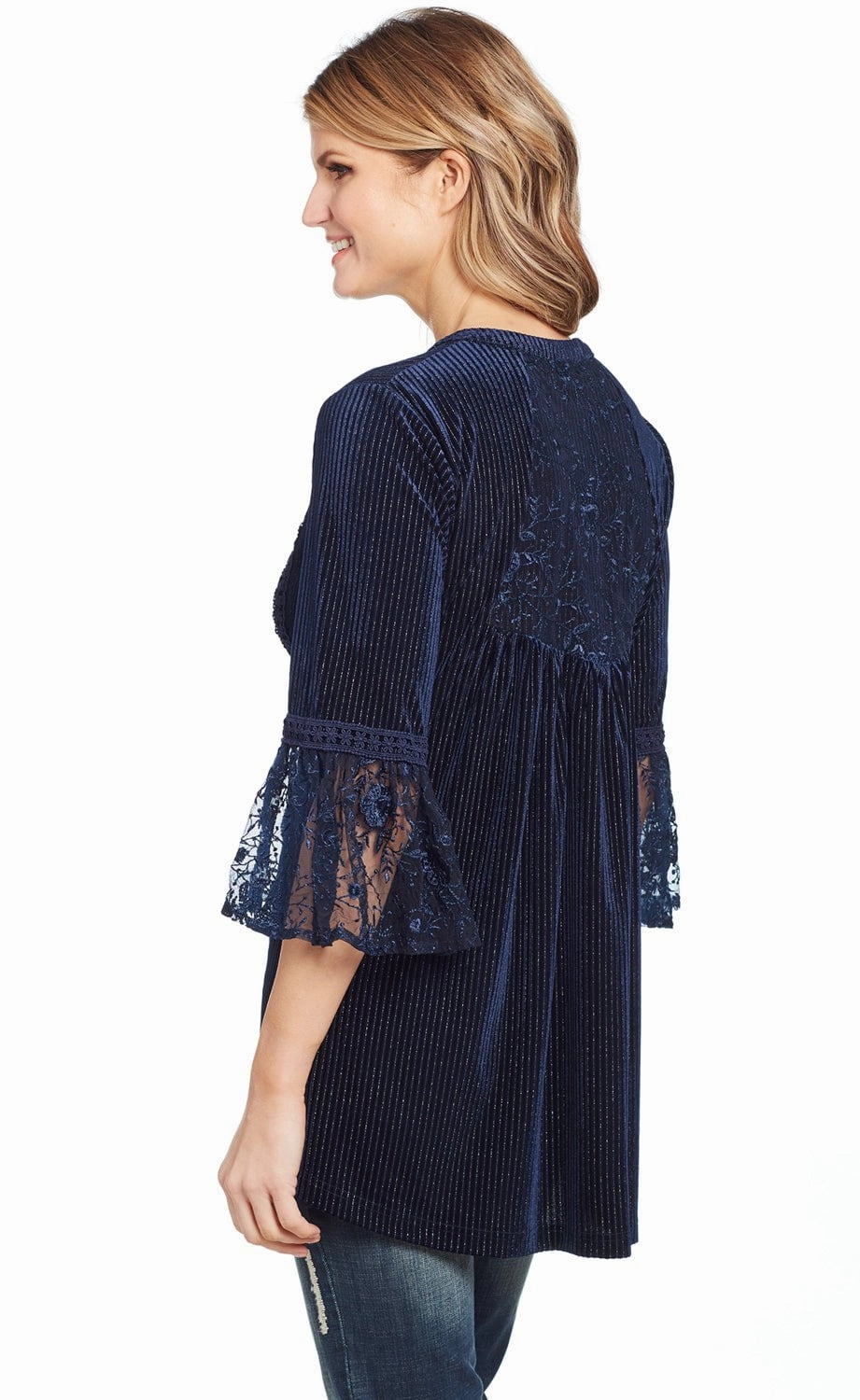 Cowgirl Up Womens Navy Polyester Layered Western Tunic S/S Chic Option Trendy Vibes