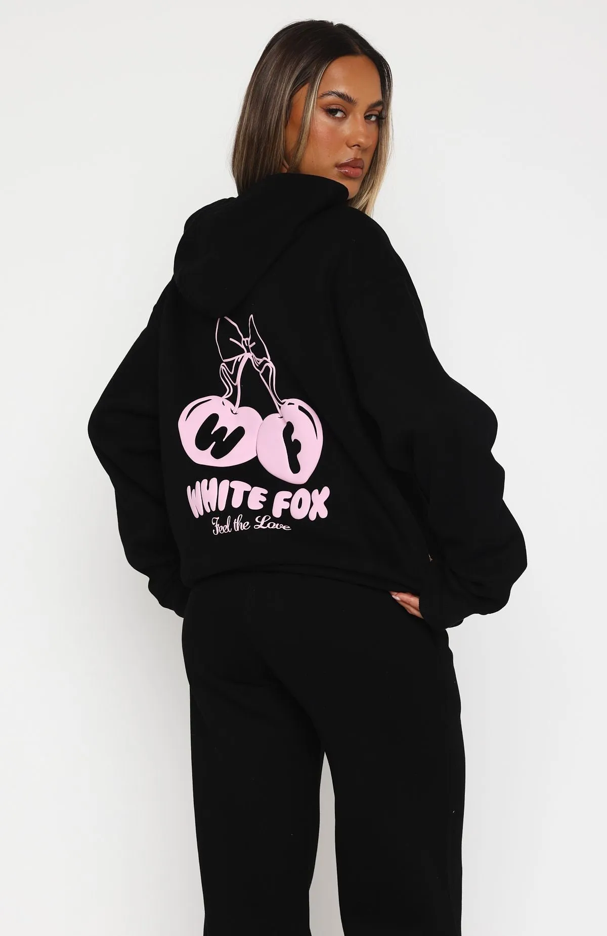 Seam Free Edges Feel The Love Oversized Hoodie Black