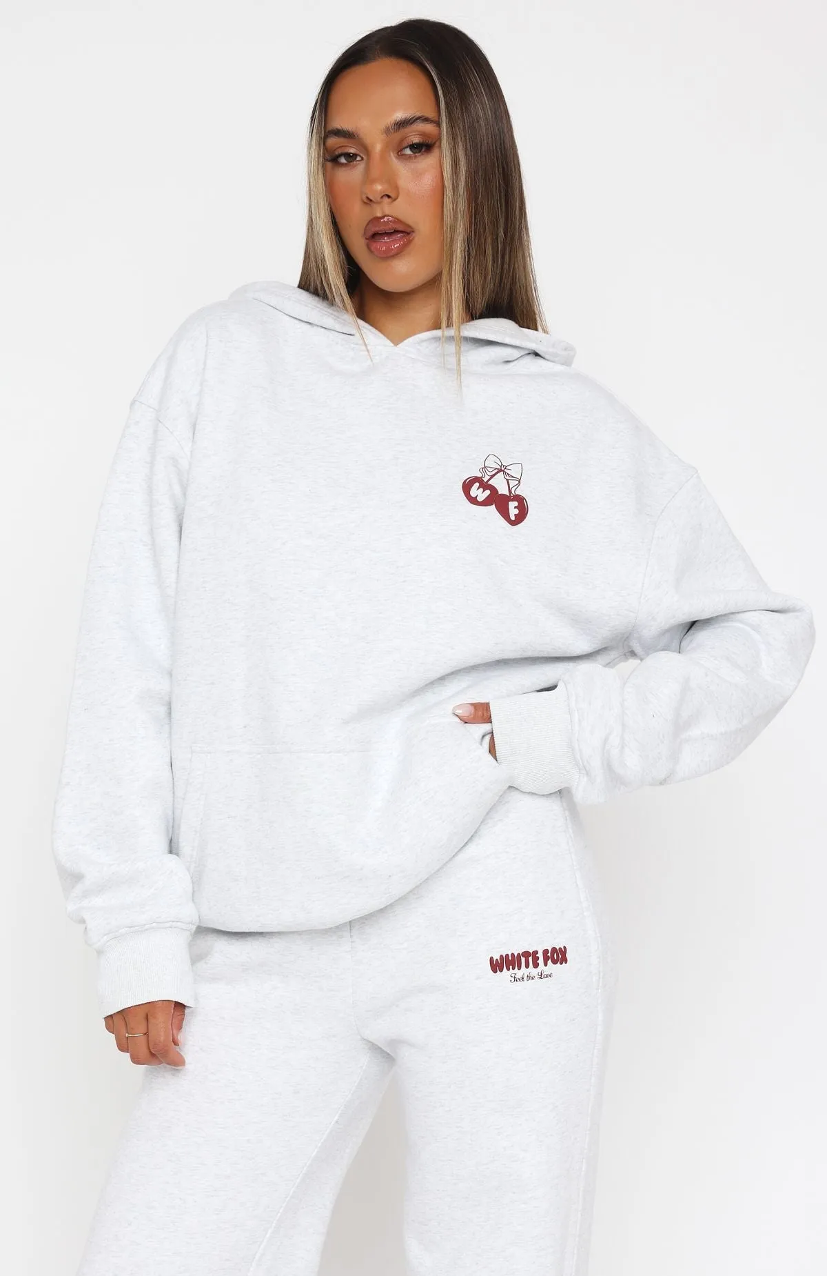 Fresh Layer smooth zipper Feel The Love Oversized Hoodie Grey Marle