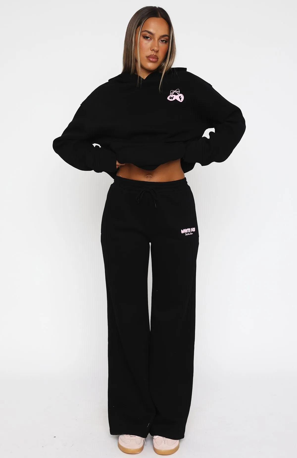 QuickFabric Recovery Essential Drape Feel The Love Wide Leg Sweatpants Black